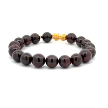 Load image into Gallery viewer, 18K Gold Dragon Pixiu Piyao Lucky Charm Beads Bracelet Gemstones Garnet 8mm - Rafant

