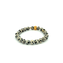 Load image into Gallery viewer, 18K Gold Money Bag Lucky Charm Beads Bracelet Gemstones Dalmatian Jasper 8mm - Rafant
