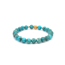 Load image into Gallery viewer, 18K Gold Money Ball Lucky Charm Beads Bracelet Gemstones Turquoise 6mm - Rafant
