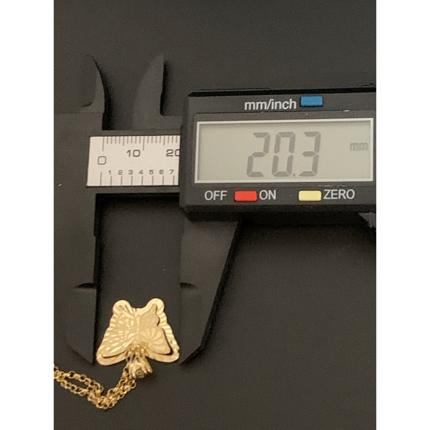 18K Gold Necklace Rolo Chain 19.5" Butterfly Pendant 2.90 grams - Rafant