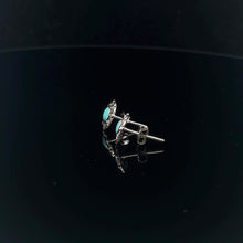 Load image into Gallery viewer, 925 Sterling Silver Stud Earrings Genuine Turquoise Oxidized

