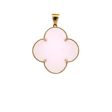 Load image into Gallery viewer, 18K Gold Pendant Clover Rose Quartz Large
