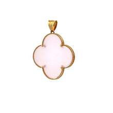 Load image into Gallery viewer, 18K Gold Pendant Clover Rose Quartz Large

