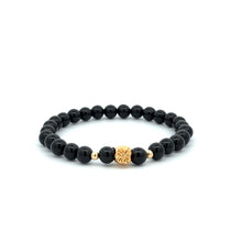 Load image into Gallery viewer, 18K Gold Money Bag Lucky Charm Beads Bracelet Gemstones Obsidian 6mm - Rafant
