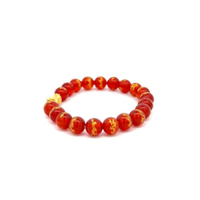 Load image into Gallery viewer, 24K Gold Piyao Pixiu Lucky Charm Bracelet Gemstones Red Agate 8mm - Rafant
