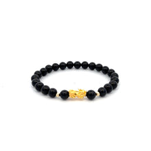 Load image into Gallery viewer, 18K Gold Dragon Pixiu Piyao Lucky Charm Bead Bracelet Gemstones Natural Black Tourmaline 6mm - Rafant
