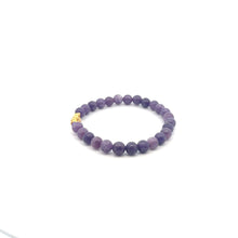 Load image into Gallery viewer, 18K Gold Pixiu Piyao Lucky Charm Bracelet Natural Lilac Jade Gemstones 6mm
