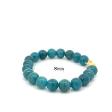 Load image into Gallery viewer, Real 18K Gold Piyao Pixiu Lucky Charm Bracelet Natural Apatite Gemstones 6mm-8mm - Rafant
