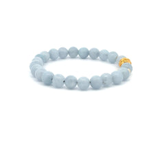 Load image into Gallery viewer, 18K Gold Money Ball Lucky Charm Beads Bracelet Gemstones Aquamarine 6mm - Rafant
