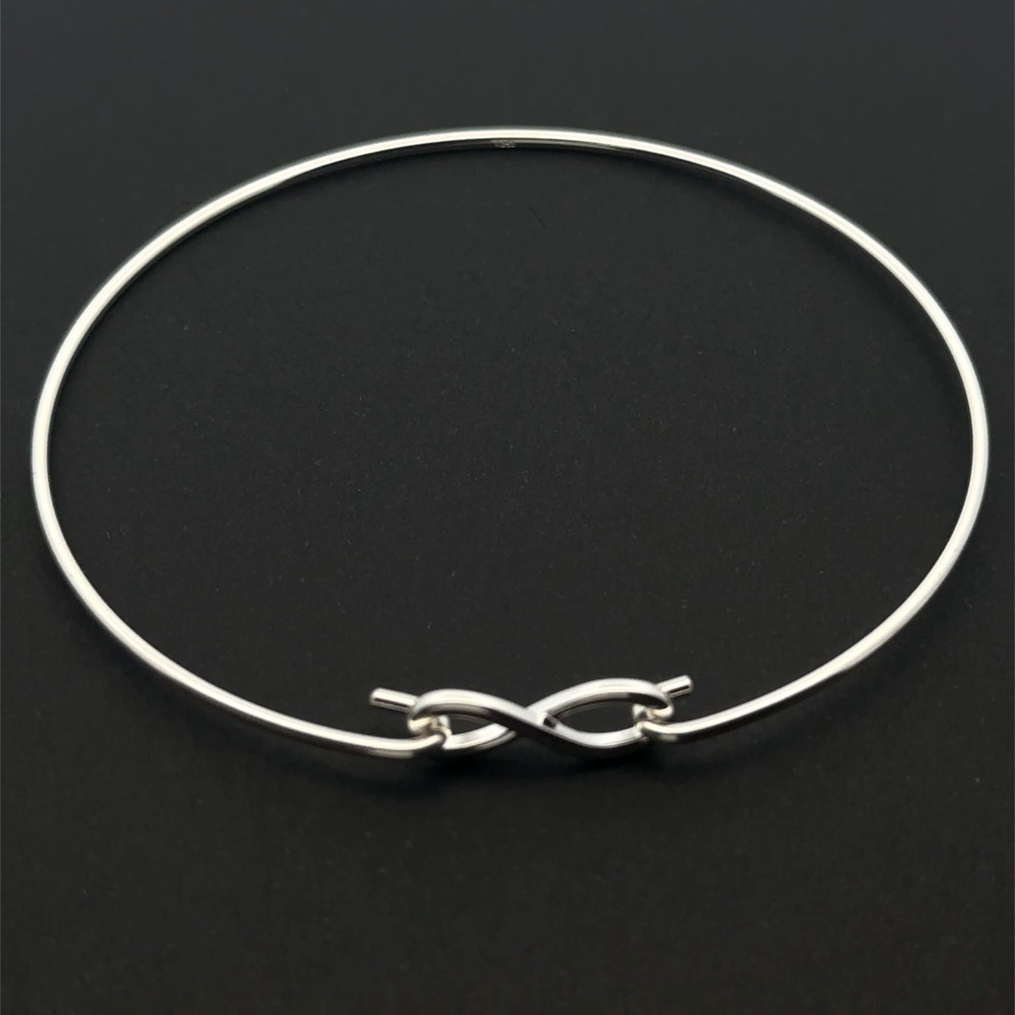 925 Sterling Silver Interchangeable Hook Bangle, Modular, Infinity Connector, Build Your Own Custom Jewelry Base S6.5 - S7" - Rafant