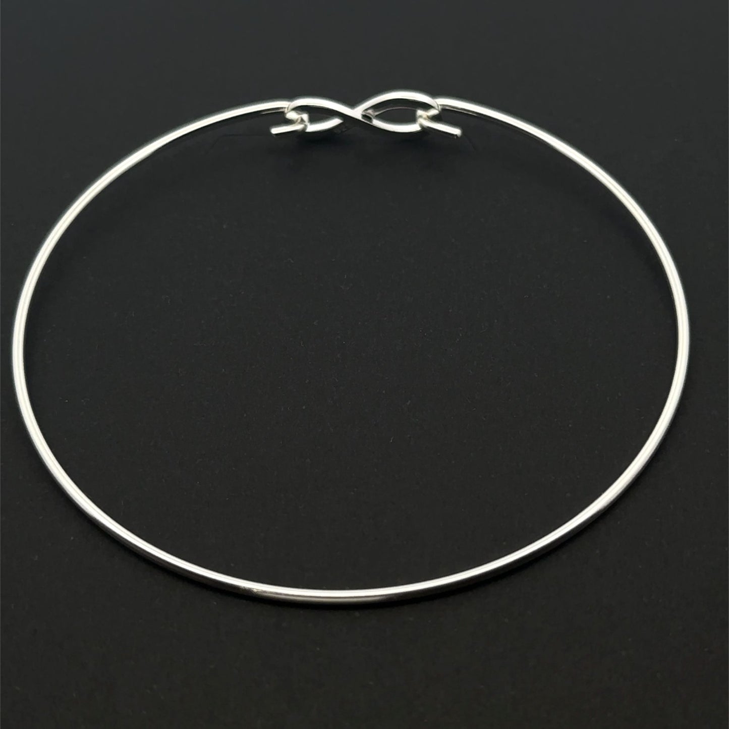 925 Sterling Silver Interchangeable Hook Bangle, Modular, Infinity Connector, Build Your Own Custom Jewelry Base S6.5 - S7" - Rafant