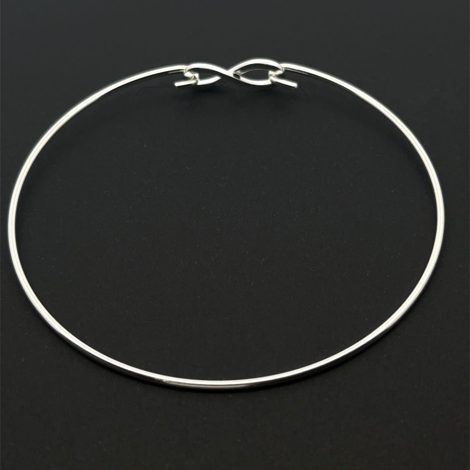 925 Sterling Silver Interchangeable Hook Bangle, Modular, Infinity Connector, Build Your Own Custom Jewelry Base S6.5 - S7" - Rafant