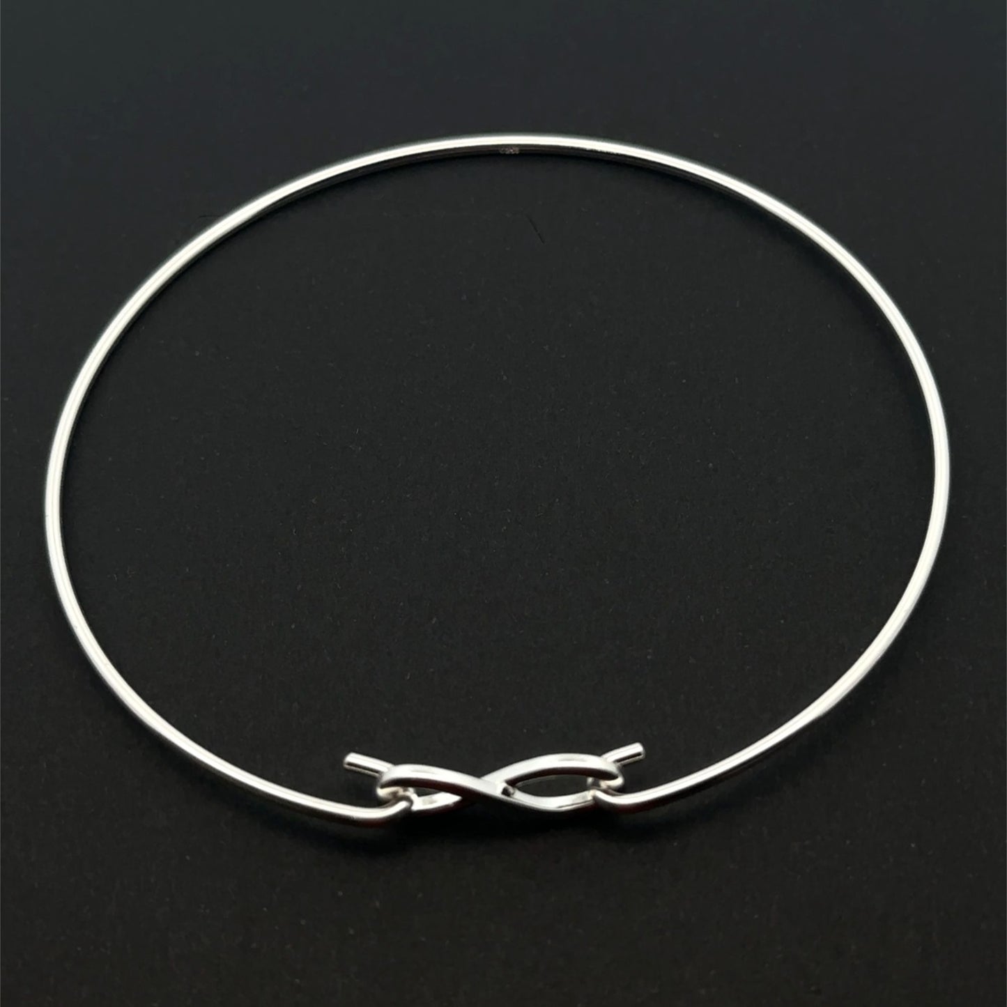925 Sterling Silver Interchangeable Hook Bangle, Modular, Infinity Connector, Build Your Own Custom Jewelry Base S6.5 - S7" - Rafant
