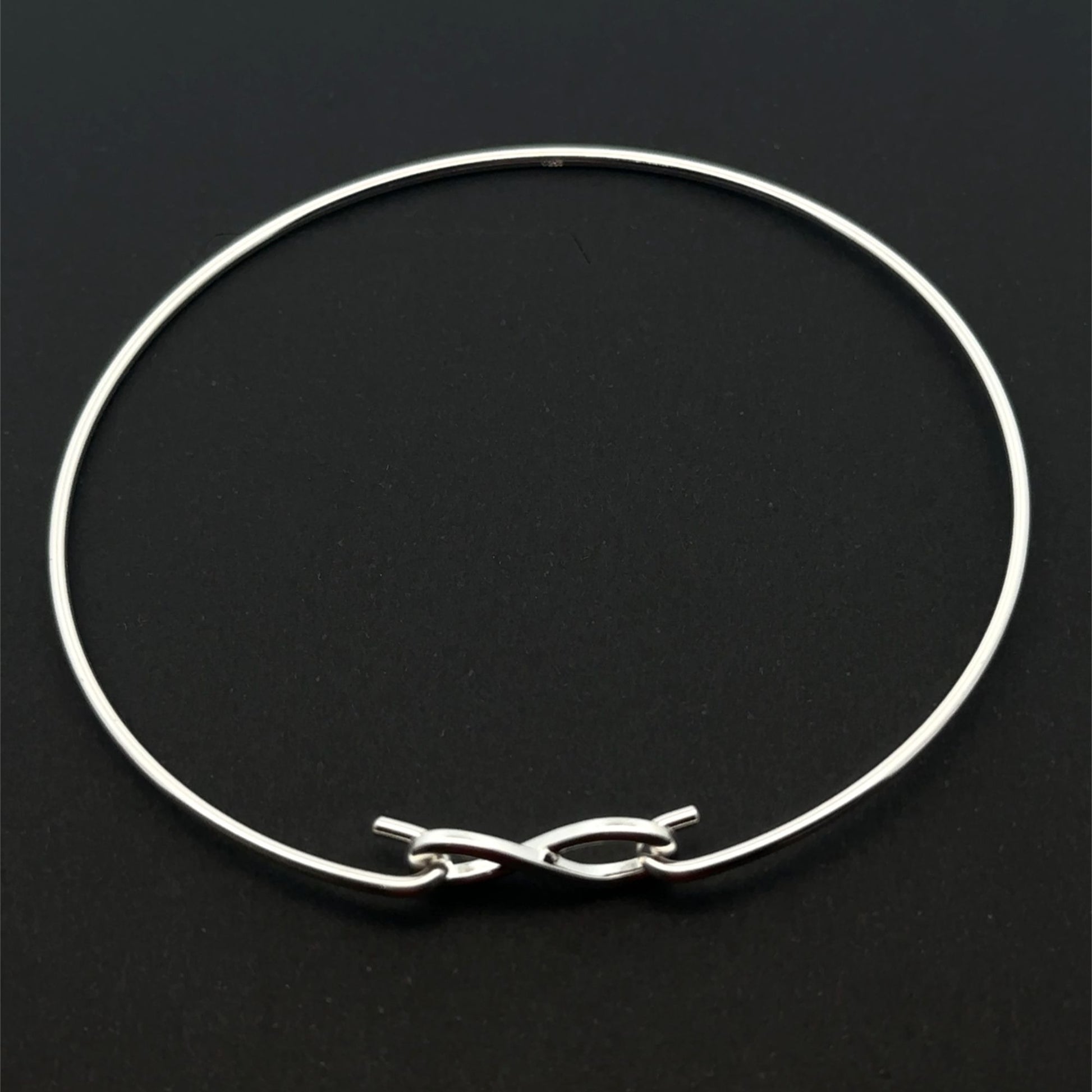 925 Sterling Silver Interchangeable Hook Bangle, Modular, Infinity Connector, Build Your Own Custom Jewelry Base S6.5 - S7" - Rafant
