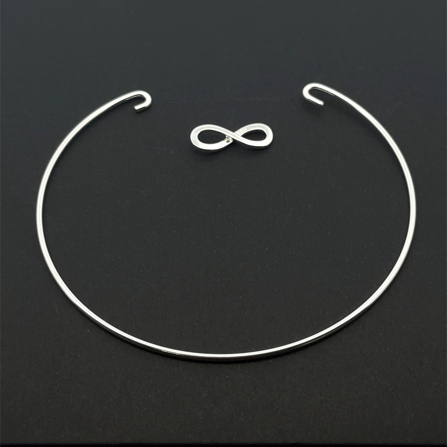 925 Sterling Silver Interchangeable Hook Bangle, Modular, Infinity Connector, Build Your Own Custom Jewelry Base S6.5 - S7" - Rafant