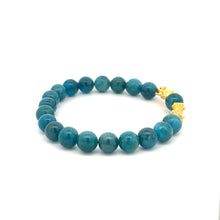Load image into Gallery viewer, 18K Gold Dragon Pixiu Double Piyao Lucky Charm Bracelet Gemstones Apatite 8mm - Rafant
