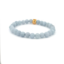 Load image into Gallery viewer, 18K Gold Money Bag Lucky Charm Bracelet Gemstones Aquamarine 6mm - Rafant
