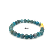 Load image into Gallery viewer, Real 18K Gold Piyao Pixiu Lucky Charm Bracelet Natural Apatite Gemstones 6mm-8mm - Rafant
