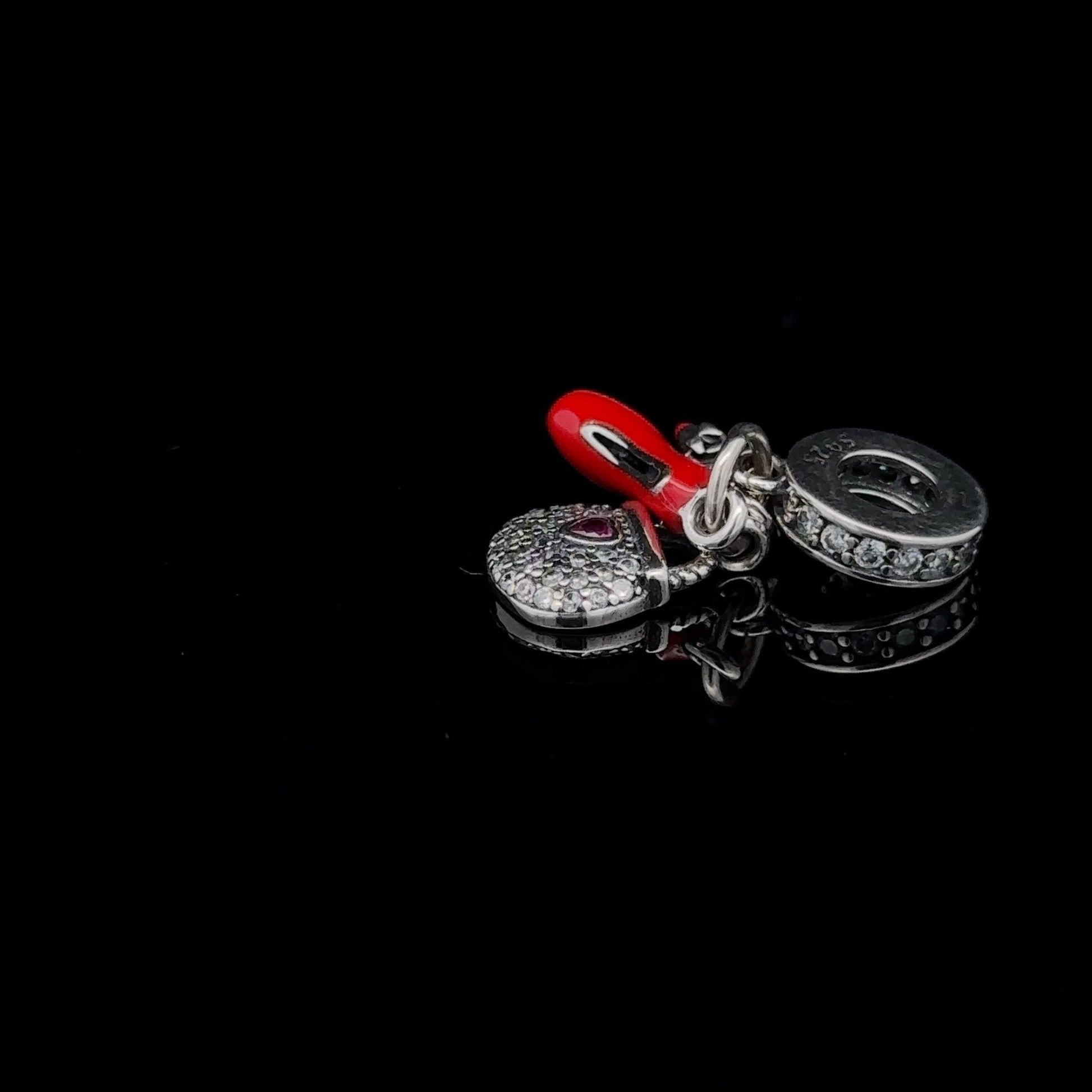 925 Sterling Silver Charm Bead Bag Shoes Lipstick Red For Charm Bracelet Necklace - Rafant