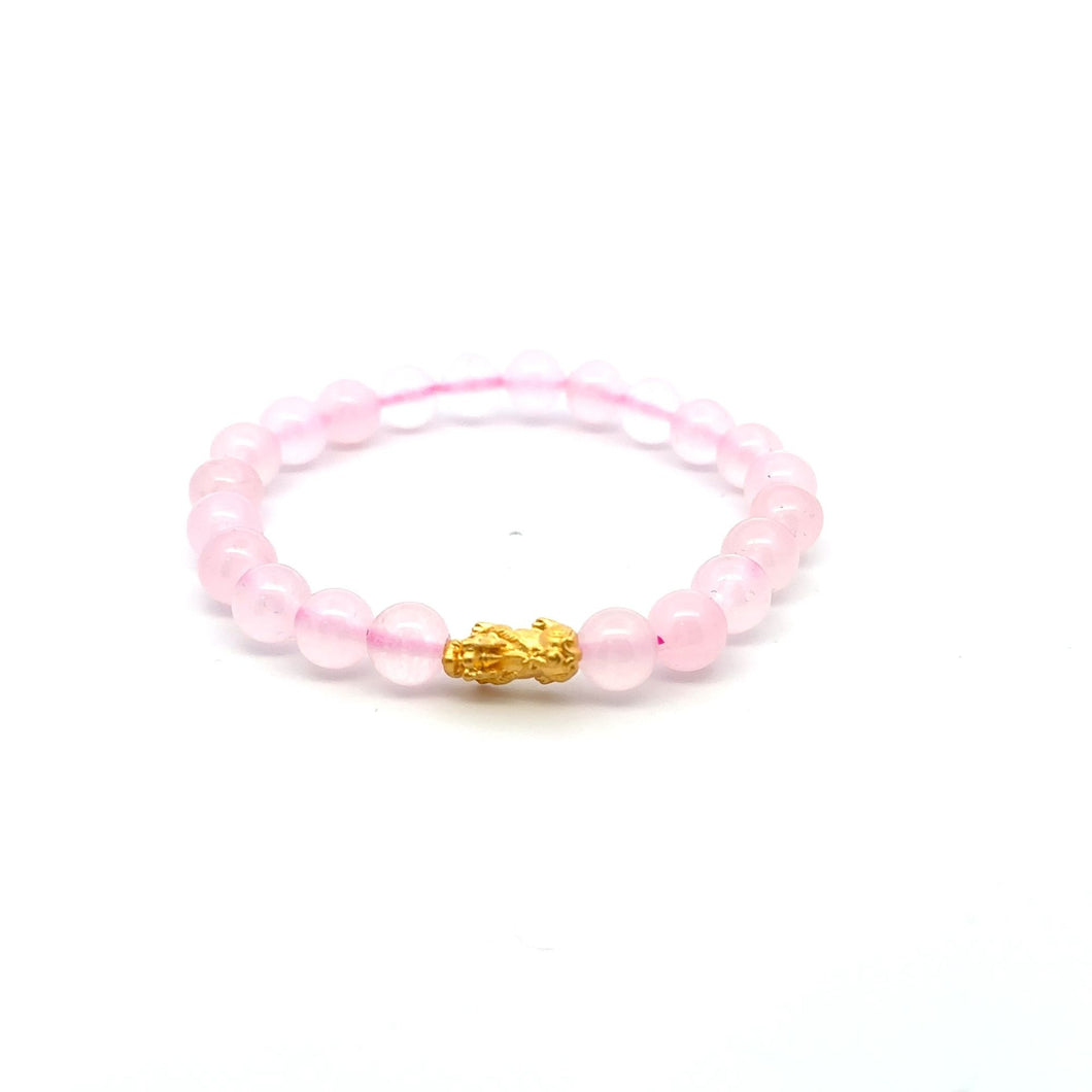 Natural Rose Quartz 8mm Stretchable Bracelet Size 6.75