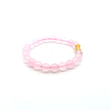 Load image into Gallery viewer, Natural Rose Quartz 8mm Stretchable Bracelet Size 6.75&quot; 24K Gold Dragon Piyao Pixiu - Rafant
