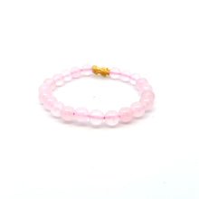 Load image into Gallery viewer, Natural Rose Quartz 8mm Stretchable Bracelet Size 6.75&quot; 24K Gold Dragon Piyao Pixiu - Rafant
