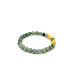 Load image into Gallery viewer, 18K Gold Dragon Pixiu Double Piyao Lucky Charm Bracelet Gemstones Burmese Jade 6mm - Rafant
