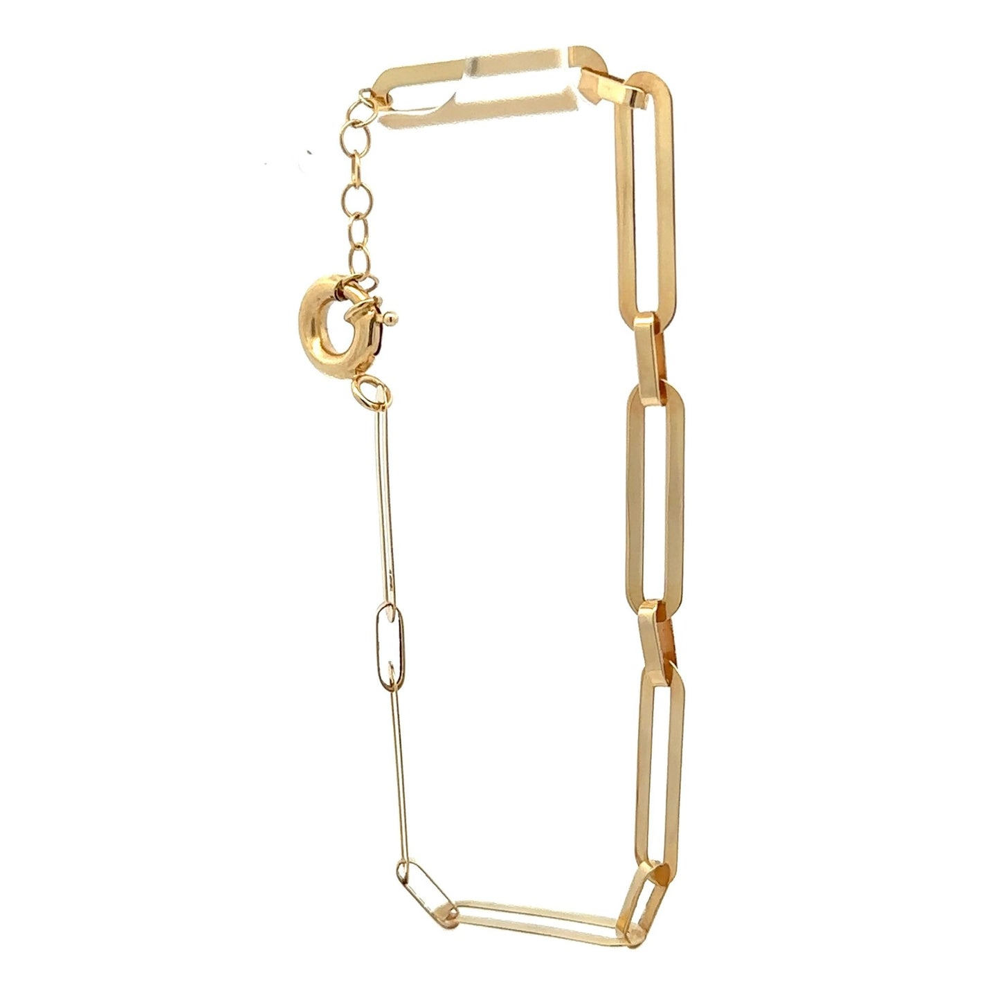 18K Gold Bracelet Paperclip 6.5 inches  2.84 grams - Rafant