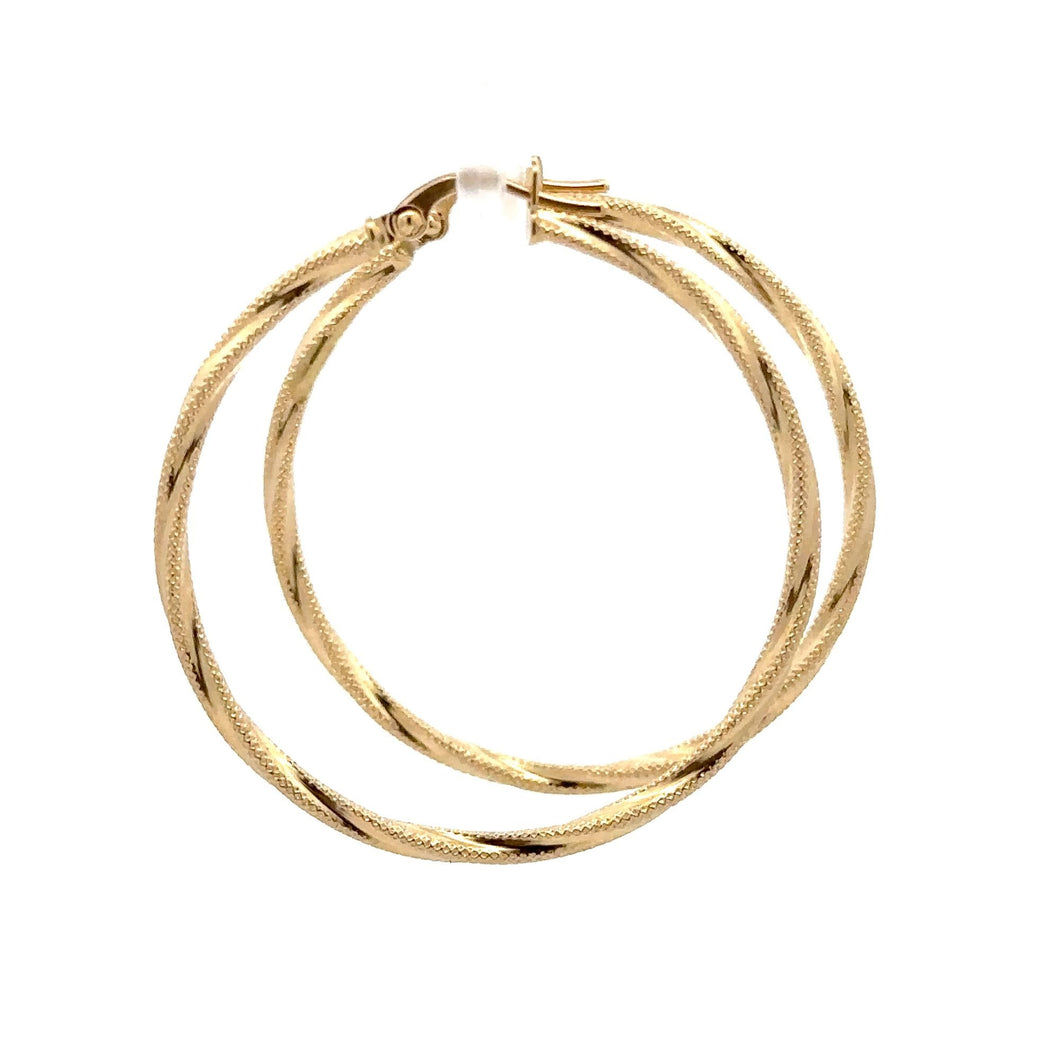 18K Gold Earrings Hoops Spiral 1.92 grams Large - Rafant