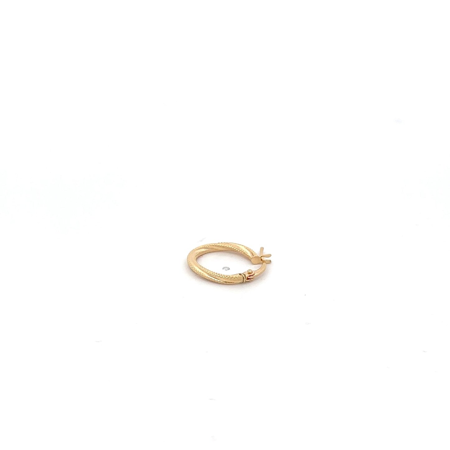 18K Gold Earring Hoop Oval Spiral textured One Piece Only - Rafant