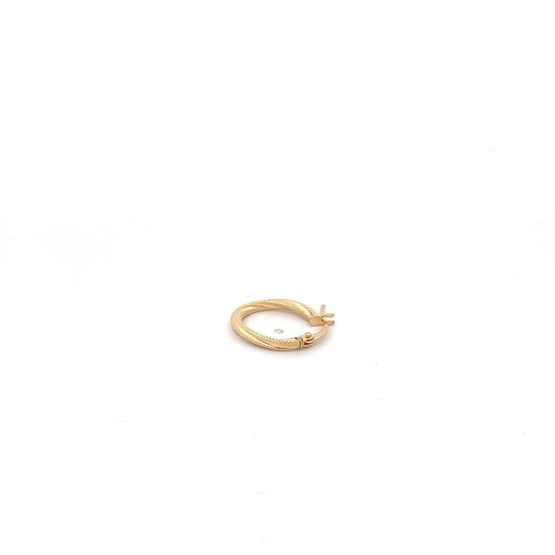 18K Gold Earring Hoop Oval Spiral textured One Piece Only - Rafant