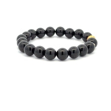Load image into Gallery viewer, 18K Gold Money Ball Lucky Charm Beads Bracelet Gemstones Onyx 8mm - Rafant

