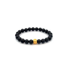Load image into Gallery viewer, 24K Gold Money Bag Lucky Charm Stretchable Bracelet Natural Tourmaline 6mm - Rafant
