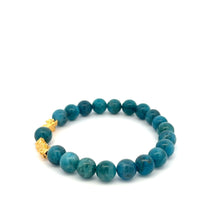 Load image into Gallery viewer, 18K Gold Dragon Pixiu Double Piyao Lucky Charm Bracelet Gemstones Apatite 8mm - Rafant
