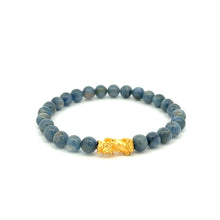 Load image into Gallery viewer, 24K Gold Piyao Pixiu Lucky Charm Bracelet Gemstones Kyanite 6mm - Rafant
