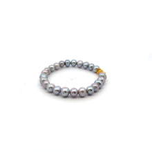 Load image into Gallery viewer, 18K Gold Pixiu Piyao Bracelet Gemstones Freshwater Gray Pearls
