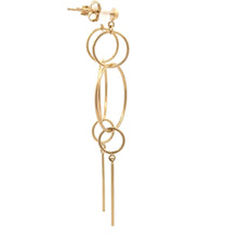 Load image into Gallery viewer, 18K Gold Earrings Dangle Drop Circles 2.50 grams - Rafant
