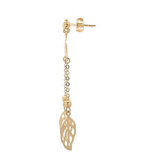 Load image into Gallery viewer, 18K Gold Earrings Dangle Drop Leaf Circle 2.48 grams - Rafant
