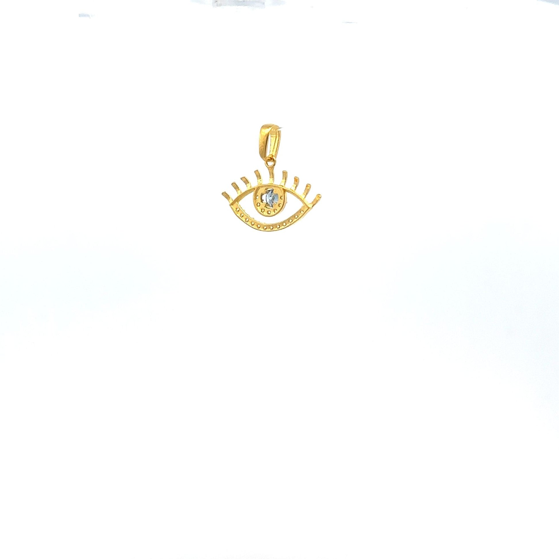 18K Gold Pendant Charm Evil Eye Cubic Zirconia - Rafant