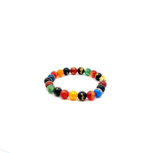 Load image into Gallery viewer, 18K Gold Pixiu Piyao Bracelet Natural Gemstones Agate Multicolor 8mm Elastic Bracelet
