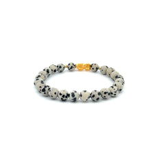 Load image into Gallery viewer, 18K Gold Dragon Pixiu Piyao Lucky Bracelet Beads Gemstone Dalmatian Jasper 6mm - Rafant
