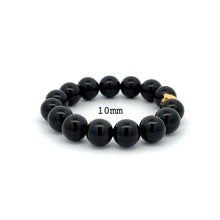 Load image into Gallery viewer, Real 18K Gold Money Bag Charm Onyx Gemstones 10mm Lucky Charm Elastic Bracelet - Rafant

