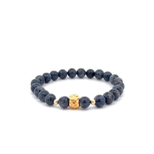 Load image into Gallery viewer, 18K Gold Money Bag Lucky Charm Beads Bracelet Gemstones Sapphire 6mm - Rafant
