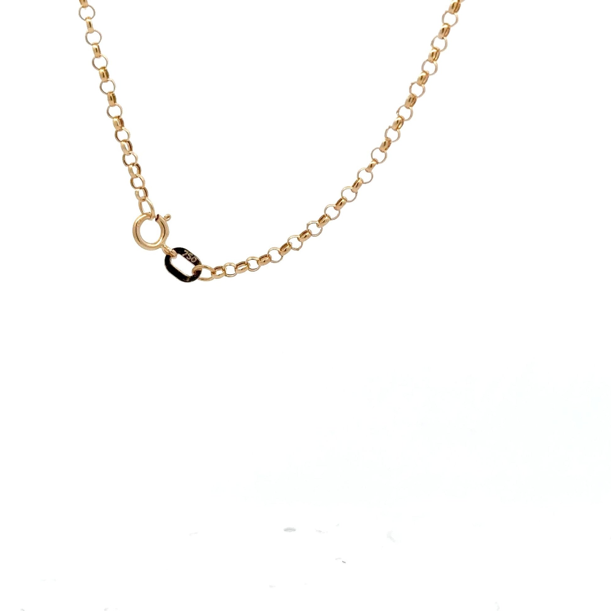 18K Gold Necklace Chain 17.75" Rolo Pendant Charm Love Heart Circle - Rafant