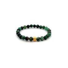 Load image into Gallery viewer, 24K Gold Money Bag Bracelet Natural Emerald Gemstones Micro Faceted May Birthstones 6mm
