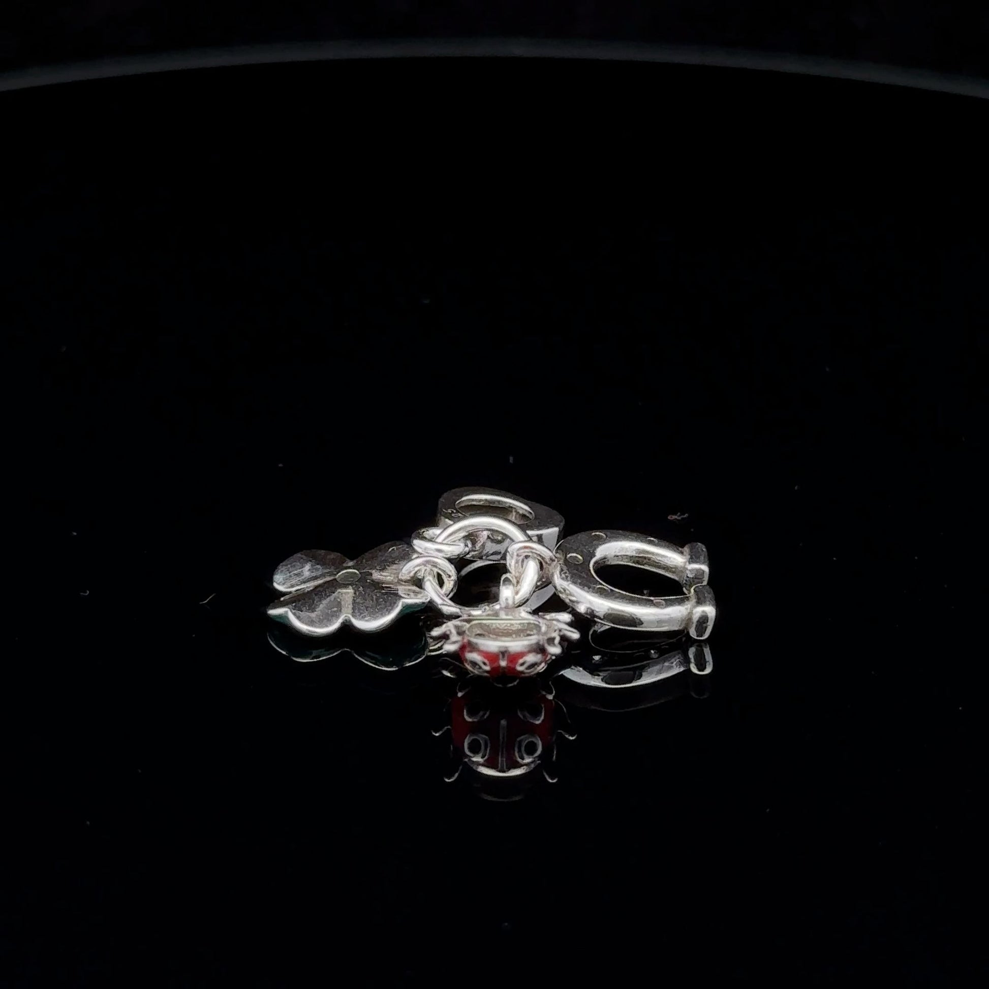 925 Sterling Silver Charm Bead Insect Beetle Horseshoe Flower For Charm Bracelet Necklace - Rafant