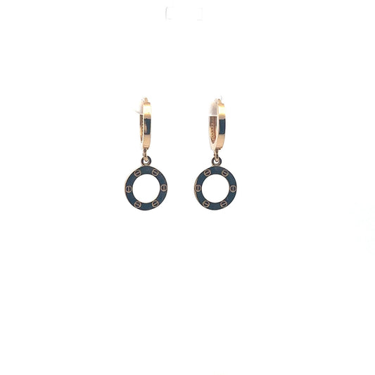 18K Gold Earrings Round Hoops Dangles - Rafant