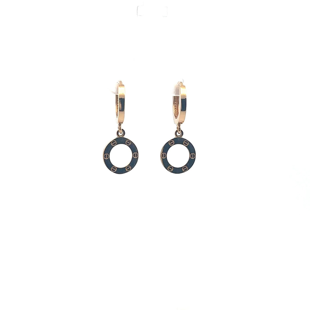 18K Gold Earrings Round Hoops Dangles