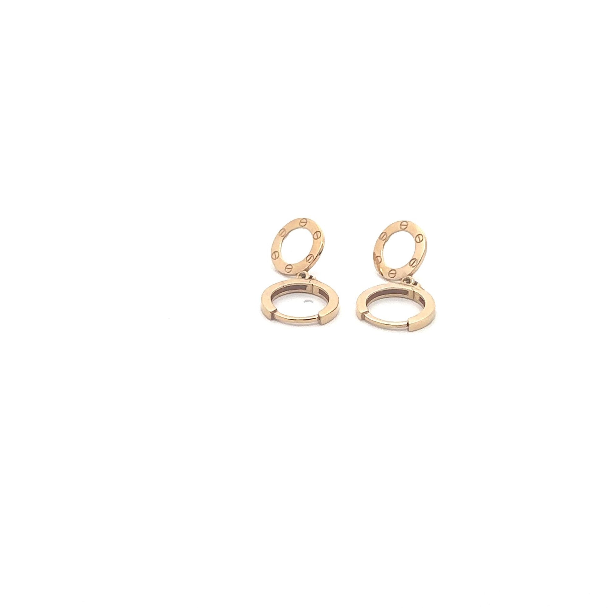 18K Gold Earrings Round Hoops Dangles - Rafant