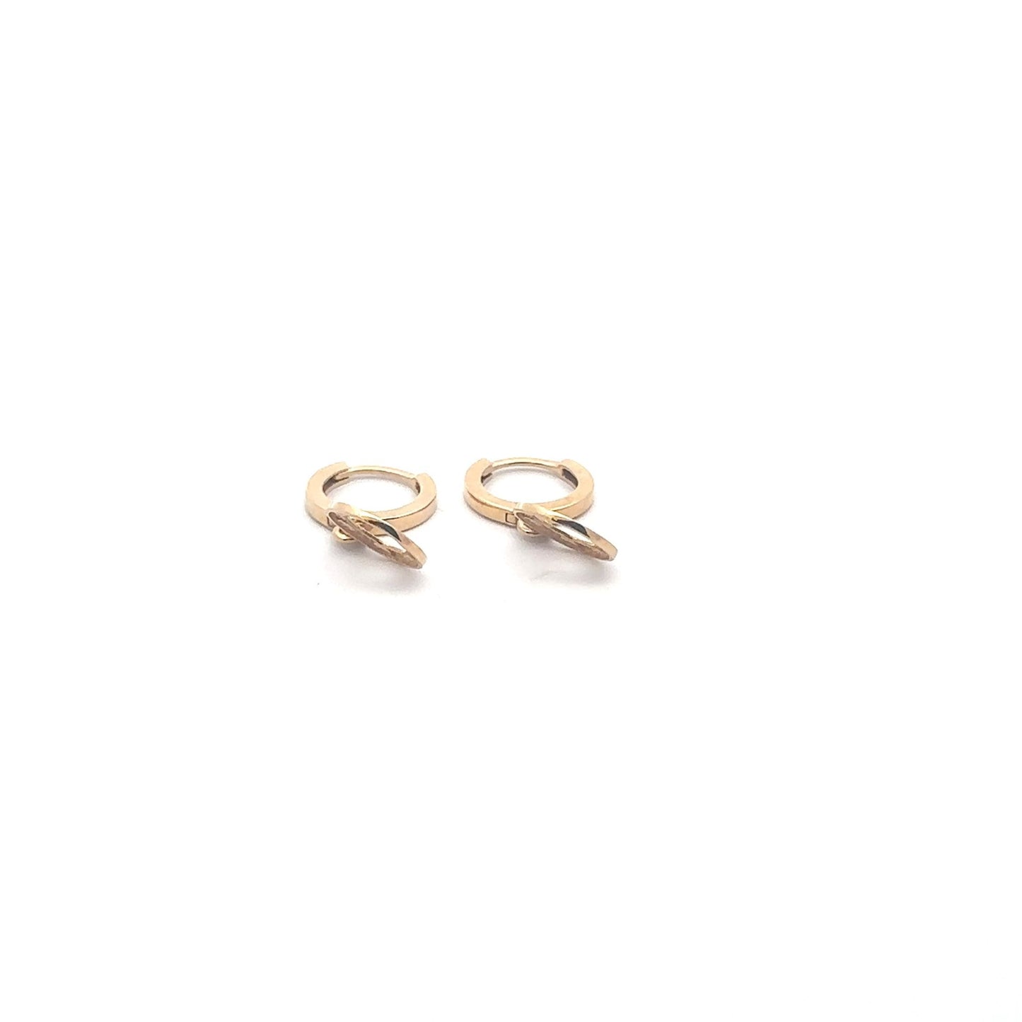 18K Gold Earrings Round Hoops Dangles - Rafant
